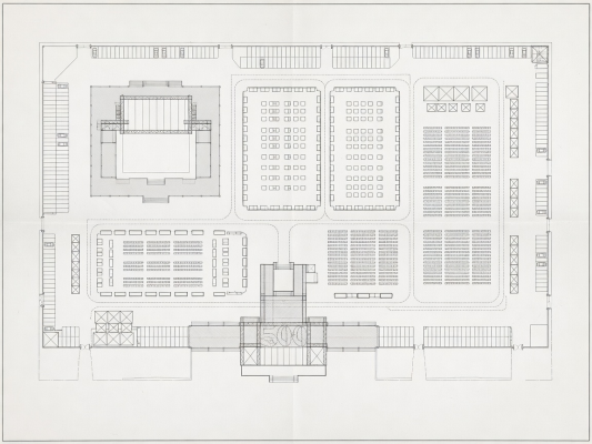 Overhead architectural drawing of an event site with detailed zoning